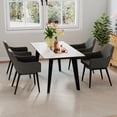 thumbnail image 4 of Patiojoy Upholstered Accent Chairs Set of 4 Comfy Dining Chairs w/Solid Rubber Wood Legs Dark, 4 of 9