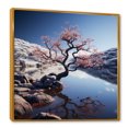 thumbnail image 2 of Designart "Lakeside Pink Bonsai In Japan" Tree Bonsai Floater Framed Wall Art Living Room, 2 of 5