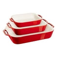 thumbnail image 1 of STAUB Ceramique Rectangular Baking Dish Set Cherry 3 Piece, 1 of 10