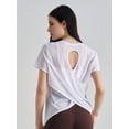 thumbnail image 2 of Women'S Open Back Sports Ultralight Sheer Quick-Drying Sports T-Shirt Yoga Running Layering Top White L, 2 of 6