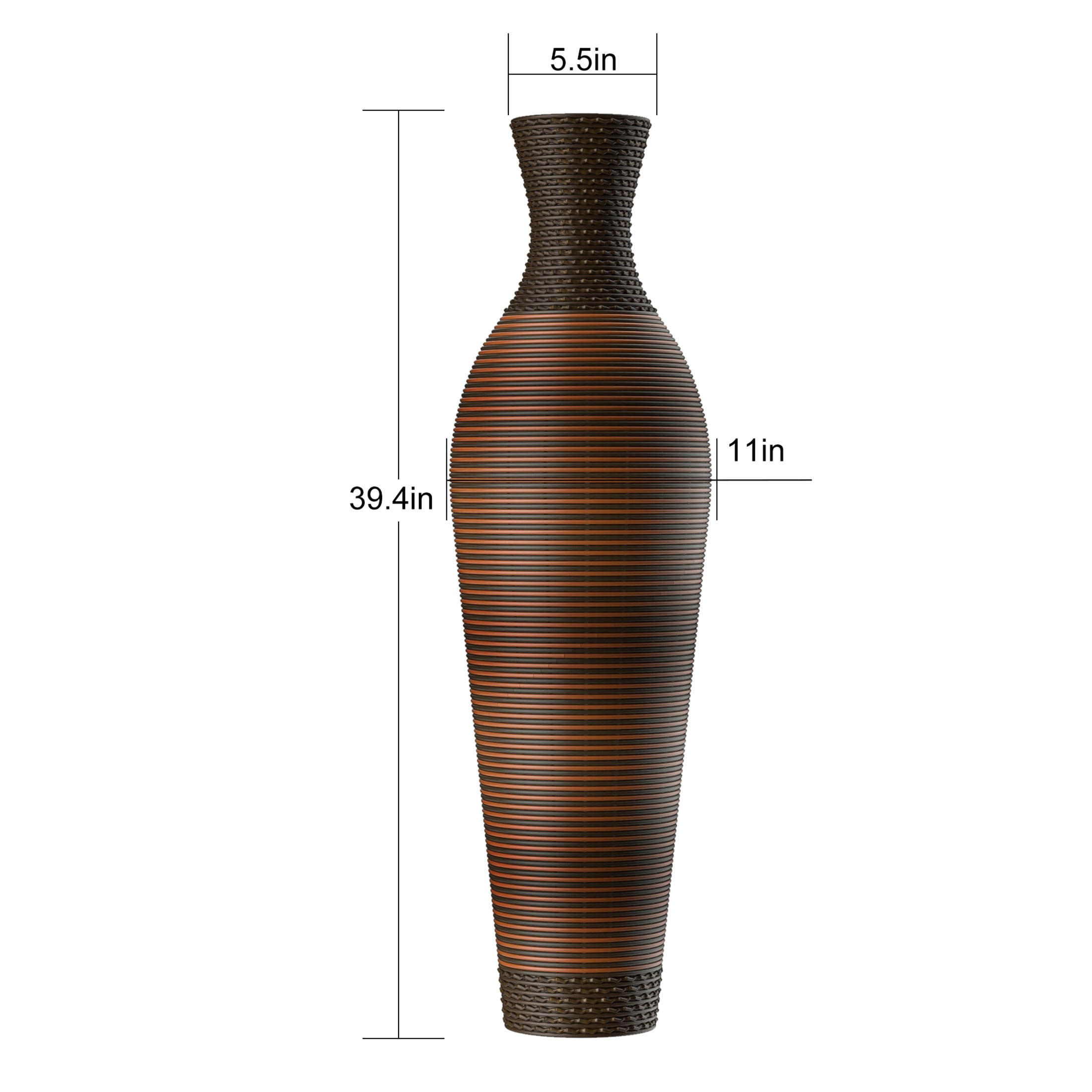 Noble House 39.4" Tall PVC Floor Vase, Two-Tone Textured Decorative Vase, Dark Brown