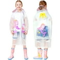 thumbnail image 3 of Odeerbi Kids Rain Coats Boy Girl Rain Jacket Waterproof Hooded Ponchos Windbreaker Raincoat Rainwear, 3 of 9
