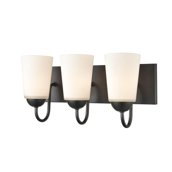Millennium Lighting  Ivey Lake 3 Light Bathroom Vanity Fixture in Multiple Finishes with Frosted Glass Shades Matte Black Black Matte