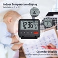 thumbnail image 3 of Reloj despertador de viaje Mini reloj digital LCD portátil con calendario retroiluminado Temperatura 12/24H Espejo de maquillaje Pequeño reloj de escritorio plegable Funciona con pilas (Negro), 3 of 5