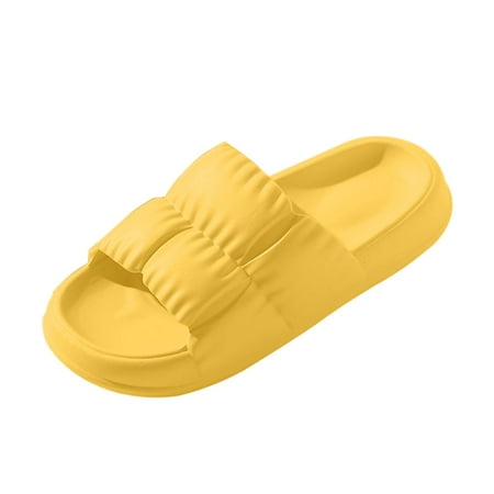 

House Slippers For Women Ladies Couple Slippers Bathroom Slippers Flat Platform Pleated Home Slippers