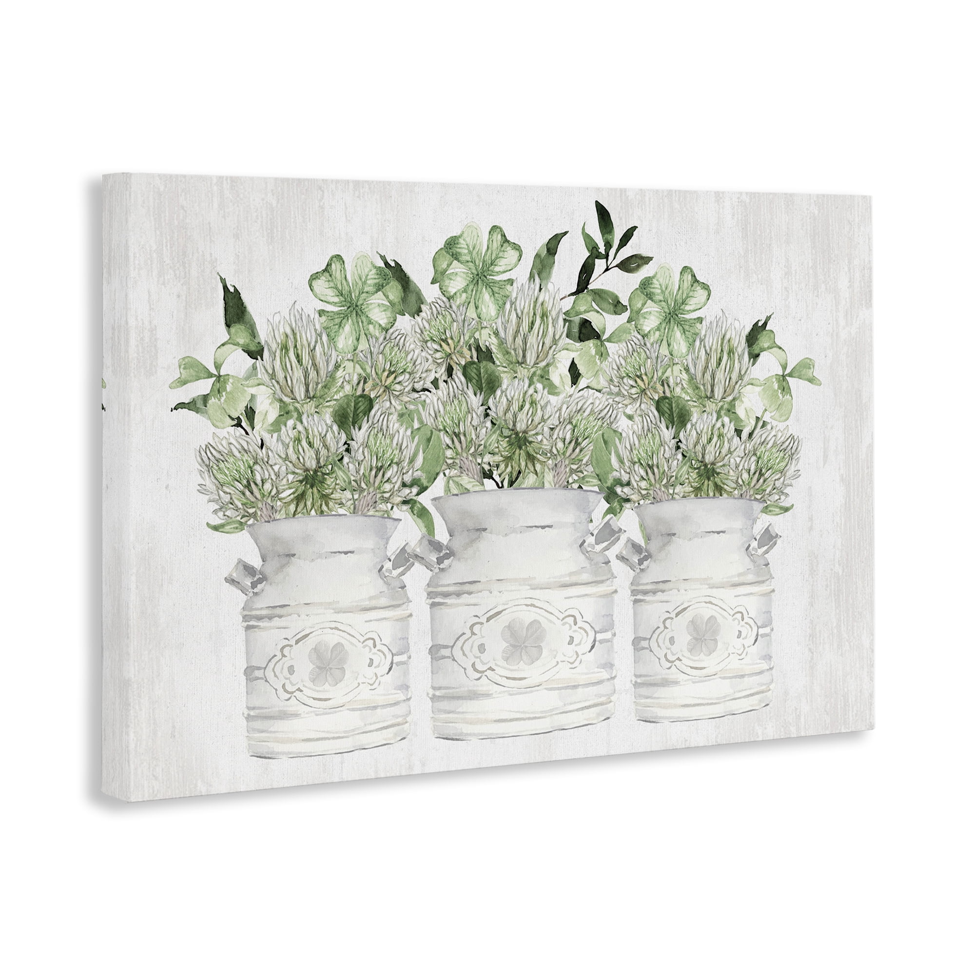 Stupell Industries Spring Potted Clovers Botanical & Floral Painting Gallery Wrapped Canvas Art Print Wall Art, 36 x 24