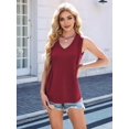 thumbnail image 6 of Women'S Sleeveless Tops Summer V Neck Loose Tank Tops, Vest Style T Shirts for Women Wine Red XL, 6 of 7