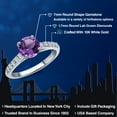 thumbnail image 2 of Gem Stone King 10K White Gold Purple Amethyst and Lab Grown Diamond Engagement Ring for Women | 1.40 Cttw | Round 7MM | Gemstone February Birthstone | Size 7, 2 of 6