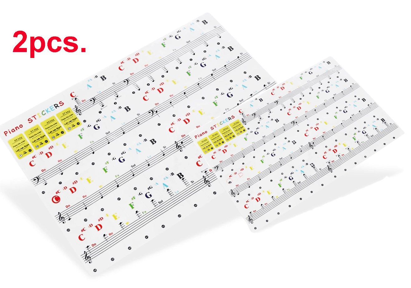 2 Pack Piano Keyboard Note Stickers for White Keys for Up to 88Key