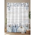 thumbnail image 4 of Blue White Fall Thanksgiving Pumpkin Shower Curtain, Eucalyptus Leaf Farmhouse Bathroom Decor Curtains Set with Hooks, Waterproof Fabric Home Accessories， 72 X 84 Inch Extra Long, 4 of 6