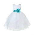thumbnail image 2 of Ekidsbridal Girl Pageant Flower Girl Dress - White Tiered Organza with Bow Sash 4613T-A (Size: S-12), 2 of 3
