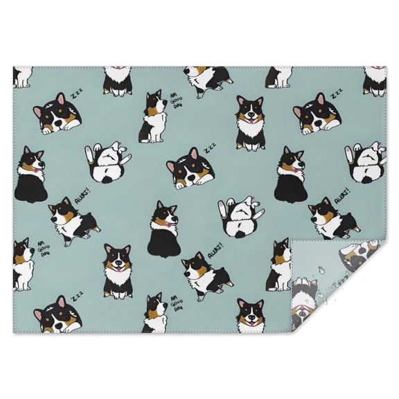 Black Corgi Rectangle Tablecloth 60"x84",Waterproof Polyester Rectangle Table Cloth, Wipeable Spillproof Polyester Tablecloth for Dining, Camping, Indoor and Outdoor