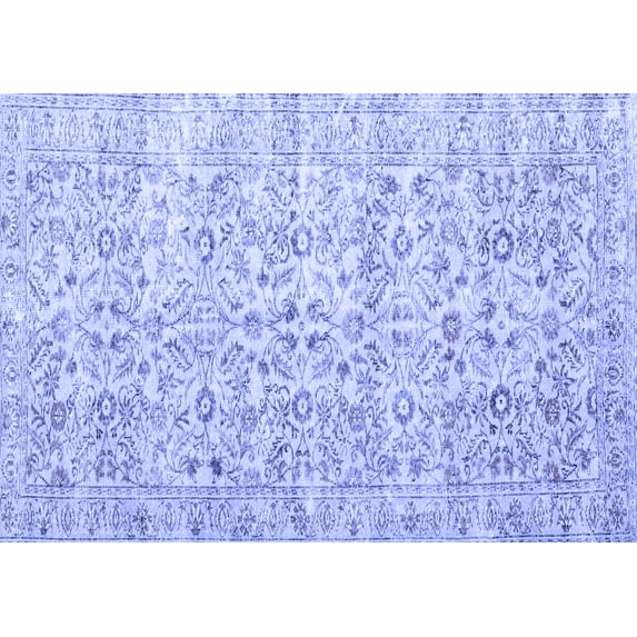Ahgly Company Machine Washable Indoor Rectangle Persian Blue Traditional Area Rugs, 7' x 10'