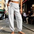 thumbnail image 5 of TEAJOPSUU Women's Cotton Blend Sweatpants Loose Elastic Waistband Cinching Bottom Ankle Pants with Pockets Casual Daily Solid Color Trousers White, 5 of 5
