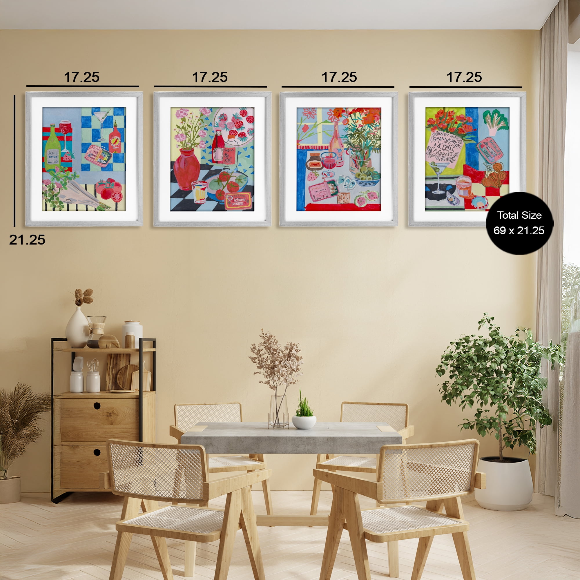 Stupell Industries Kitchen Secrets Still Lifes 4 Piece Gray Framed Print Under Glass Set, design by Melissa Wang