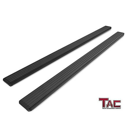 TAC 5” i4 Side Steps Running Boards Fit 2019 Chevy Silverado / GMC Sierra 1500 Crew Cab (Excl. Diesel models with DEF tanks) Truck Pickup Aluminum Fine Textured Black Side Bars Nerf Bars