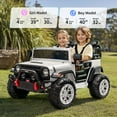 thumbnail image 3 of Hikiddo 2-Seater Ride on Car Truck, 24V 4WD Ride on Toy Electric Car for Kids Boys w/Remote, Bluetooth - White, 3 of 10