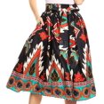 thumbnail image 4 of Sakkas Celine African Dutch Ankara Wax Print Full Circle Skirt - 41-BlackTeal - One Size Regular, 4 of 5