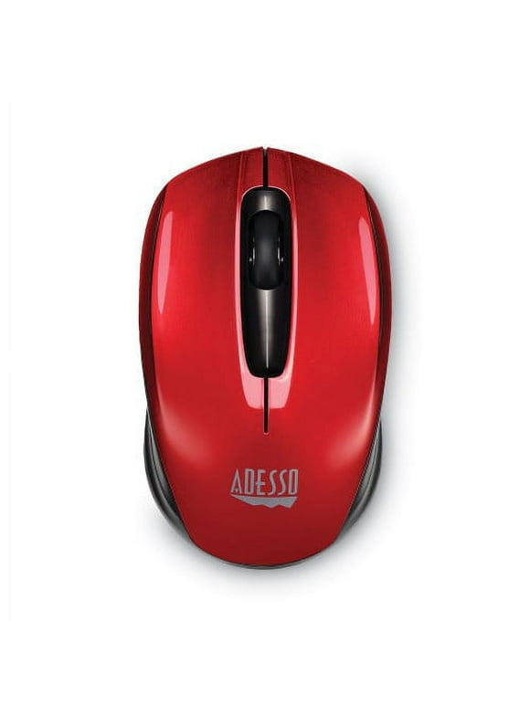 Adesso iMouse S50 Wireless Mini Mouse, 2.4 GHz Frequency/33 ft Wireless Range, Left/Right Hand Use, Red