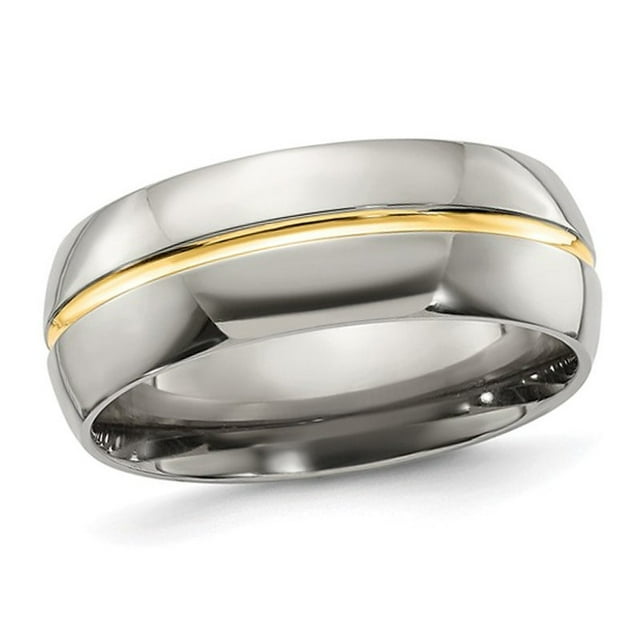 Bague Alliance pour Homme en Titane avec Incrustation Plaquée Jaune (8,00 mm)