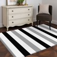 thumbnail image 4 of Black Gray Striped 3'x5' Washable Rug, Farmhouse Stripe Art Non-Slip Area Rugs for Entryway Kitchen Classroom, StainResistant Dorm Throw Carpet, Low Pile Soft Indoor Floor Mat, 4 of 9