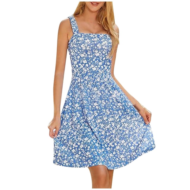 Vestido de Verano Casual Corbata Bolsillo sin Mangas Cintura Alta A-Línea, Vestido Lindo de las Mujeres para la Primavera Y el Verano