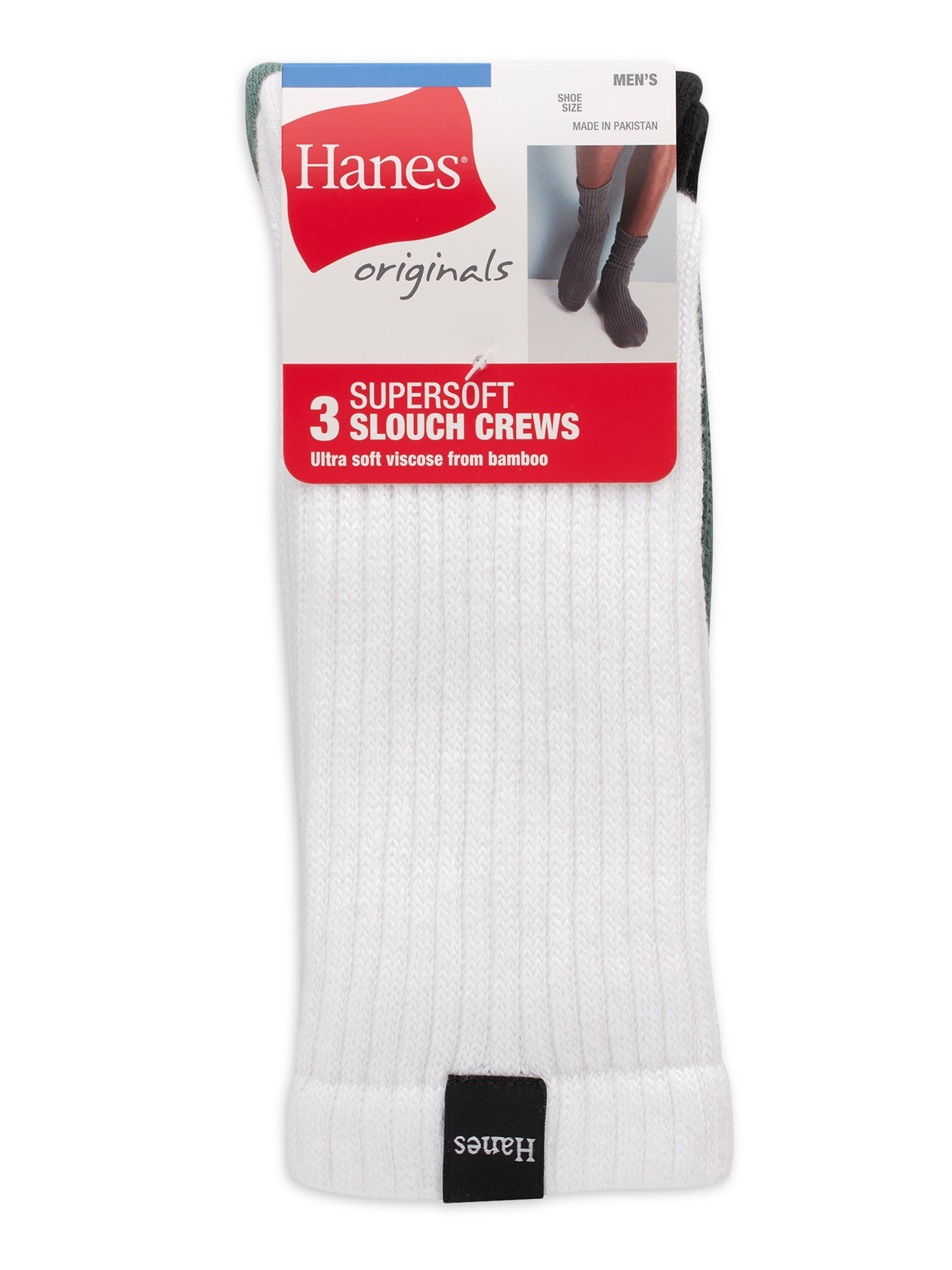 Hanes Originals Men's SuperSoft Slouch Crew Socks, 6-12, 3 Hanes Originals Men's SuperSoft Slouch Crew Socks, 6-12, 3