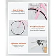 thumbnail image 3 of Viribus Hybrid Bike, 700c City Commute Cruiser Bike with 7 Speed Drivetrain 28" Wheel Step Through Frame Front Basket Rear Cargo Rack Dual V Brakes,Pink, 3 of 8