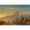 thumbnail image 2 of Charles Leickert 18x14 Gold Ornate Wood Frame and Double Matted Museum Art Print Titled - Ice Skaters at Sunset, 2 of 4
