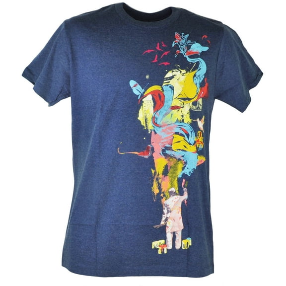 Man Painting Art Heather Blue Graphic Tshirt Adult Tee XLarge