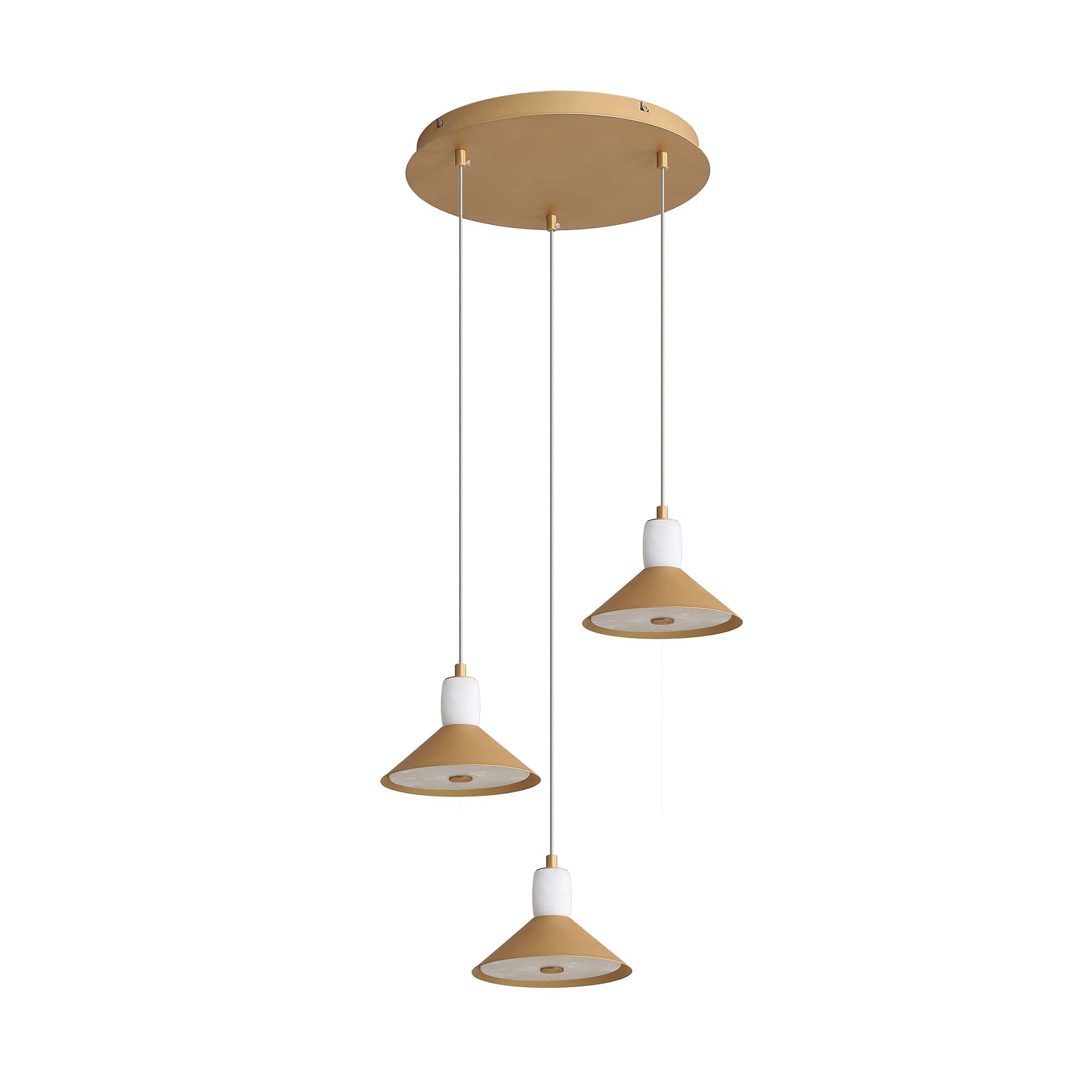 Spanish Alabaster  Aluminum Three-Light Chandelier