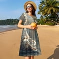 thumbnail image 4 of Disketp Forest Meditating White Tiger para Vestido de Manga Corta para Mujeres, Vestidos de Verano para Mujeres, Casual y Holgado para la Playa, 4 of 6