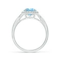 thumbnail image 2 of Angara Natural 1.12 Ct. Aquamarine with Diamond Halo Ring in 14K White Gold for Women (Ring Size: 12), 2 of 10