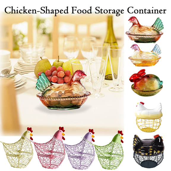 Glass Chicken Candy Dish with Lid, Hen on Nest Style Crystal Candy Bowl and Cookie Jar for Snacks, Chocolates and Cookies, Rural Vintage Farmhouse Tabletop Candy Holder for Home Kitchen, HAODEJW