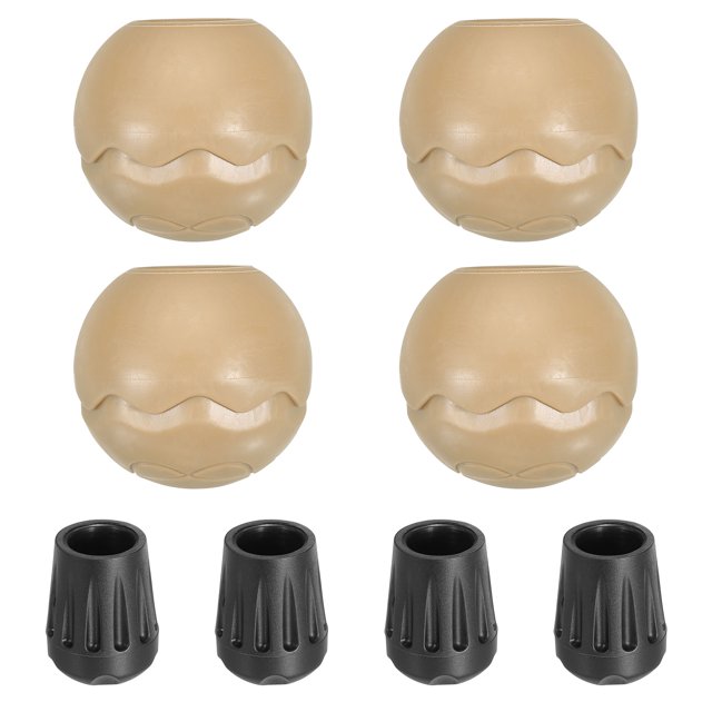 Unique Bargains 0.55'(14mm) Chair Feet Replacement Plastic Camping Chair Leg Tips Cap Protector Beige 4 Pack