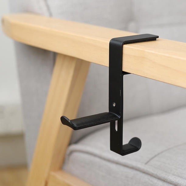 Soporte para auriculares perfecl GANCHO para colgar debajo del ESCRITORIO con almohadilla de cuero suave Negro