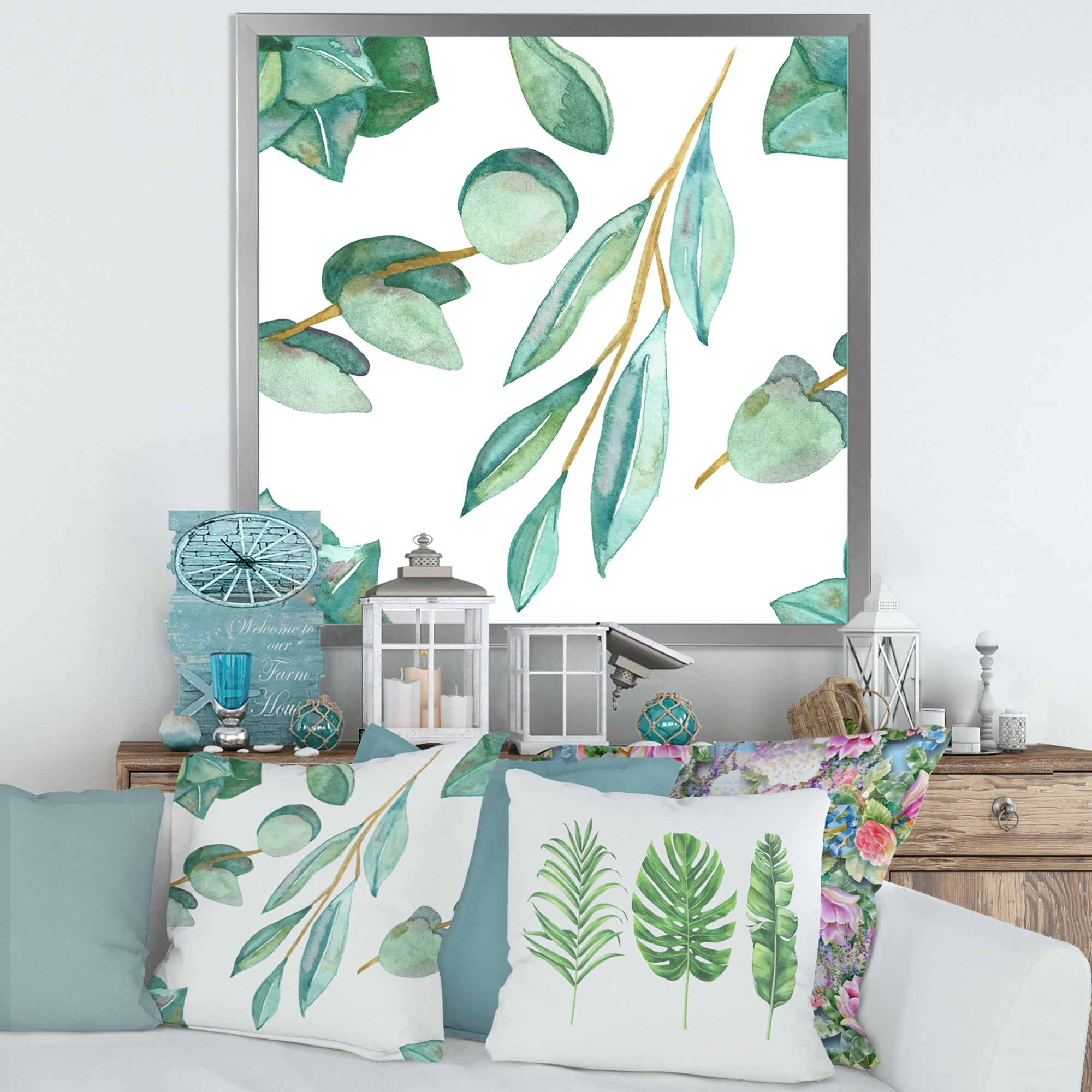 Designart 'Young Eucalyptus Branches and Leaves III' Traditional Framed Art Print