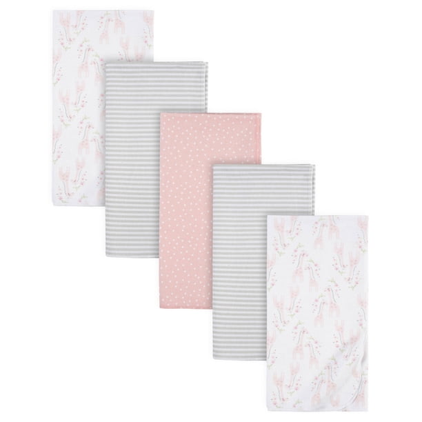 Gerber Set 5 mantas algodón gris blanco rosa suaves bebé recién nacido OEKO-TEX