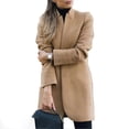thumbnail image 5 of Women Winter Business Coat Stand Collar Mid-Length Slim Long Fleece Jacket, 5 of 5