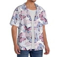 thumbnail image 4 of Haiem Butterflies in Pastel Men's Casual Shirts Short Sleeve Button Down Shirts Fashion Textured Summer Beach Shirt-Medium, 4 of 7