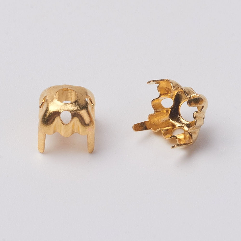 1bag Square Brass Sew on Prong Settings Rhinestone Claw Settings Golden 6x6x0.25mm Fit for SS28 Diamond Shape Rhinestone about 2000pcs/bag