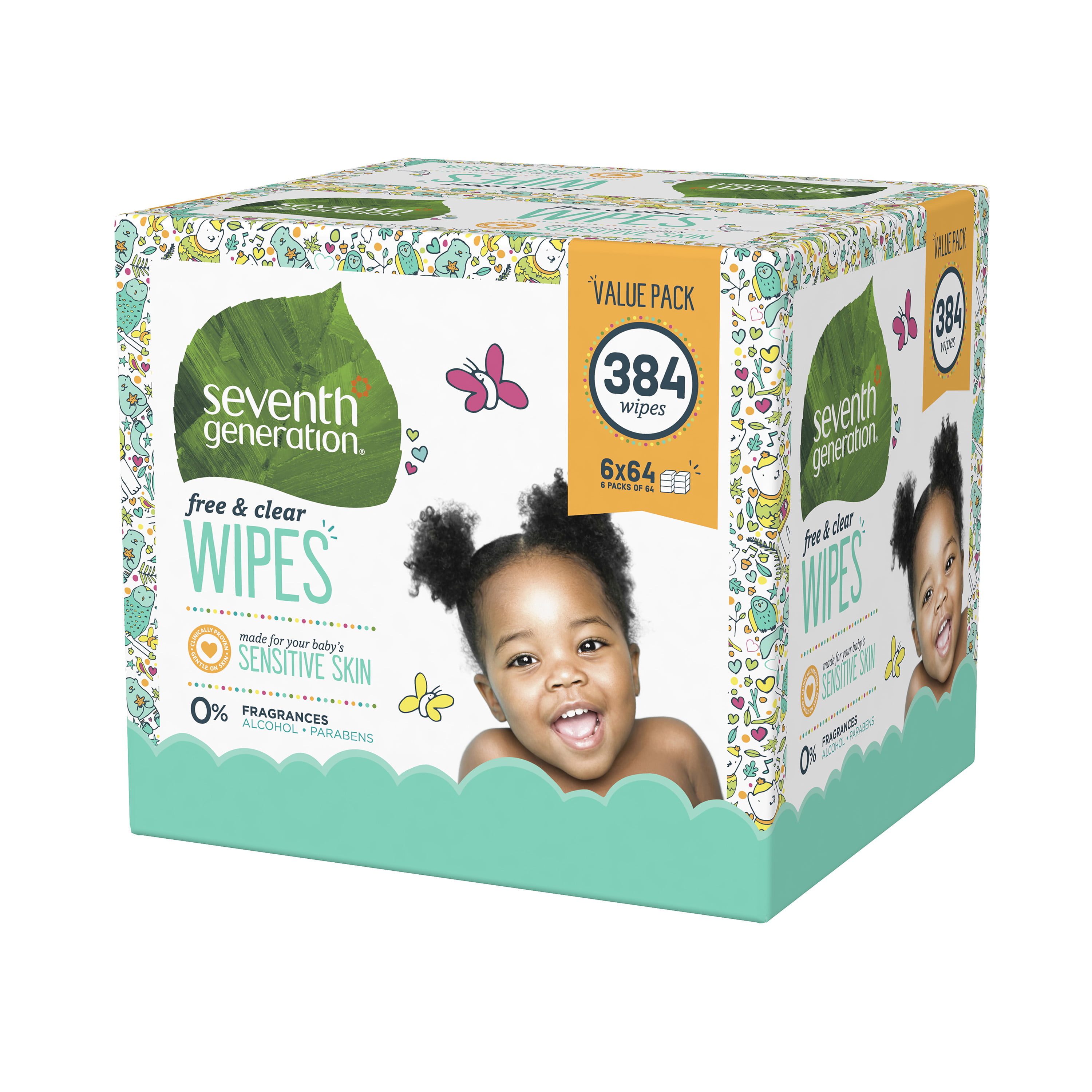 Free & Clear Refill with Tape Seal Seventh Generation Baby Wipes 384 count