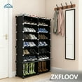 thumbnail image 4 of 7-Tier Portable Shoe Rack Organizer - 28 Pair Capacity Expandable Storage Cabinet for Heels, Boots & Slippers - Free Standing Black Shoe Shelf for Entryway, 4 of 18