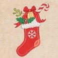 thumbnail image 2 of Linum Home Christmas Stocking Embroidered Beige Turkish Cotton Hand Towel, 2 of 3