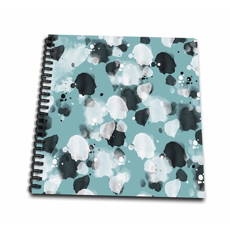 3dRose, Aqua White Black Watercolor abstract, Mini Notepad 4 x 4 inch