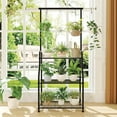 thumbnail image 3 of Plant Stand Indoor Outdoor, Heavy Duty Metal 3 Tiered Hanging Plant Shelf for Multiple Flower Planter Holder Tall Large Rack for Living Room Garden Balcony, Black, 3 of 6