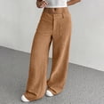 thumbnail image 6 of Women's Corduroy Wide Leg Pants Stretchy Waist Button Casual Loose Fit Pocket Design, 6 of 8