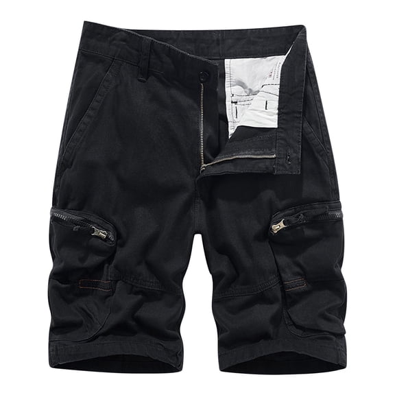 HOOMEUMY Men's Cargo Shorts Loose Fit Quick Dry Breathable Stretch Casual Multi-Pockets Zip Fly Straight Summer Shorts Black XXXL