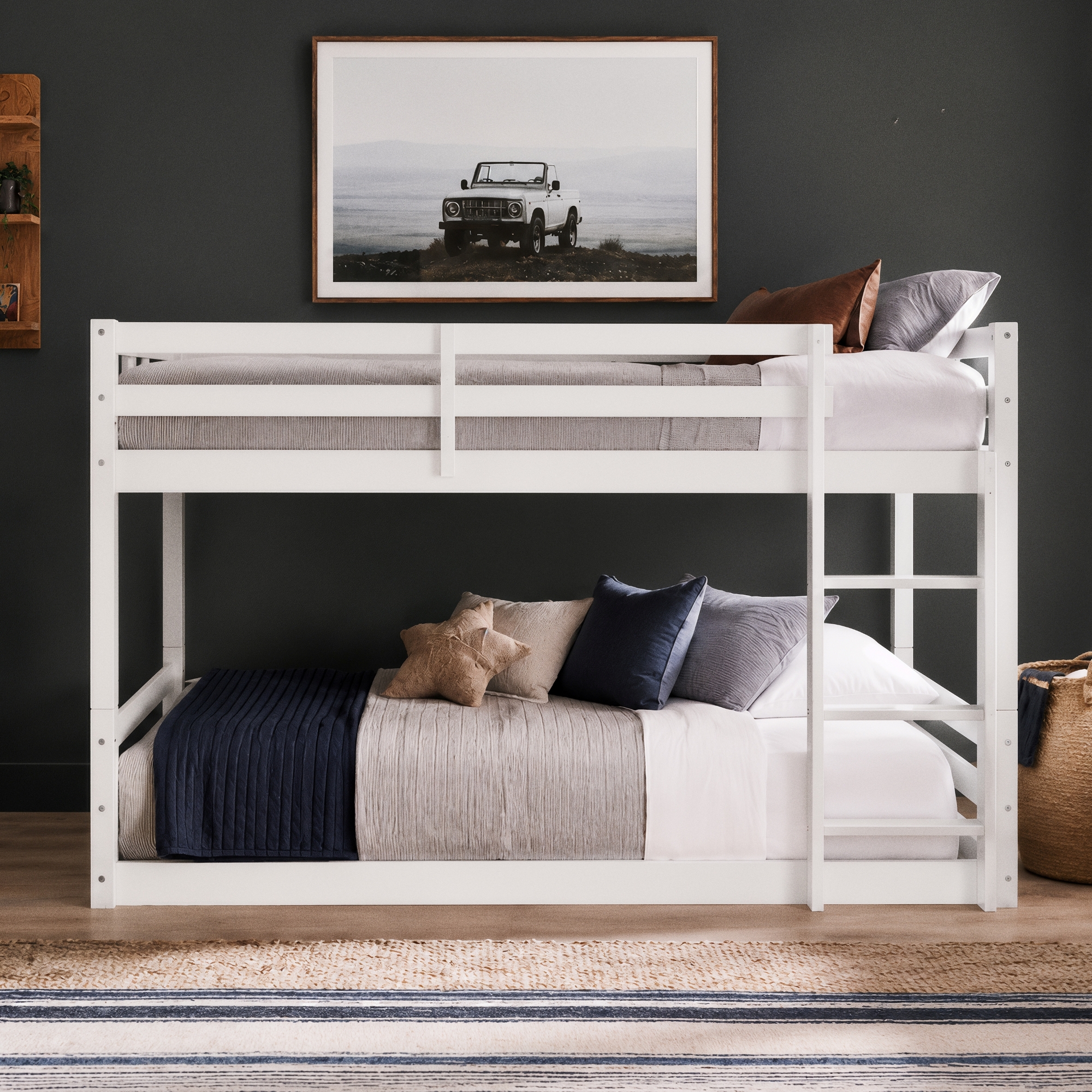 HH2 Home Campbell Twin Over Twin Floor Bunk Bed, White photo 3