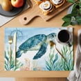 thumbnail image 2 of Sea Turtle Coastal Placemats Set of 8, Summer Beach Nautical Starfish Compass Placemats for Dining Table, Place Mats for Kitchen Tabletop, Waterproof Wipeable Dining Table Mats Set, 2 of 9